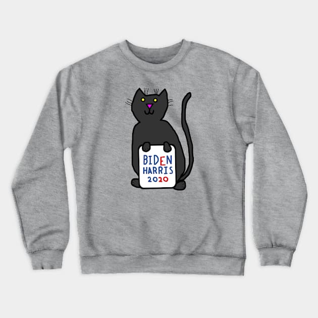 Cute Cat with Biden Harris Sign Crewneck Sweatshirt by ellenhenryart